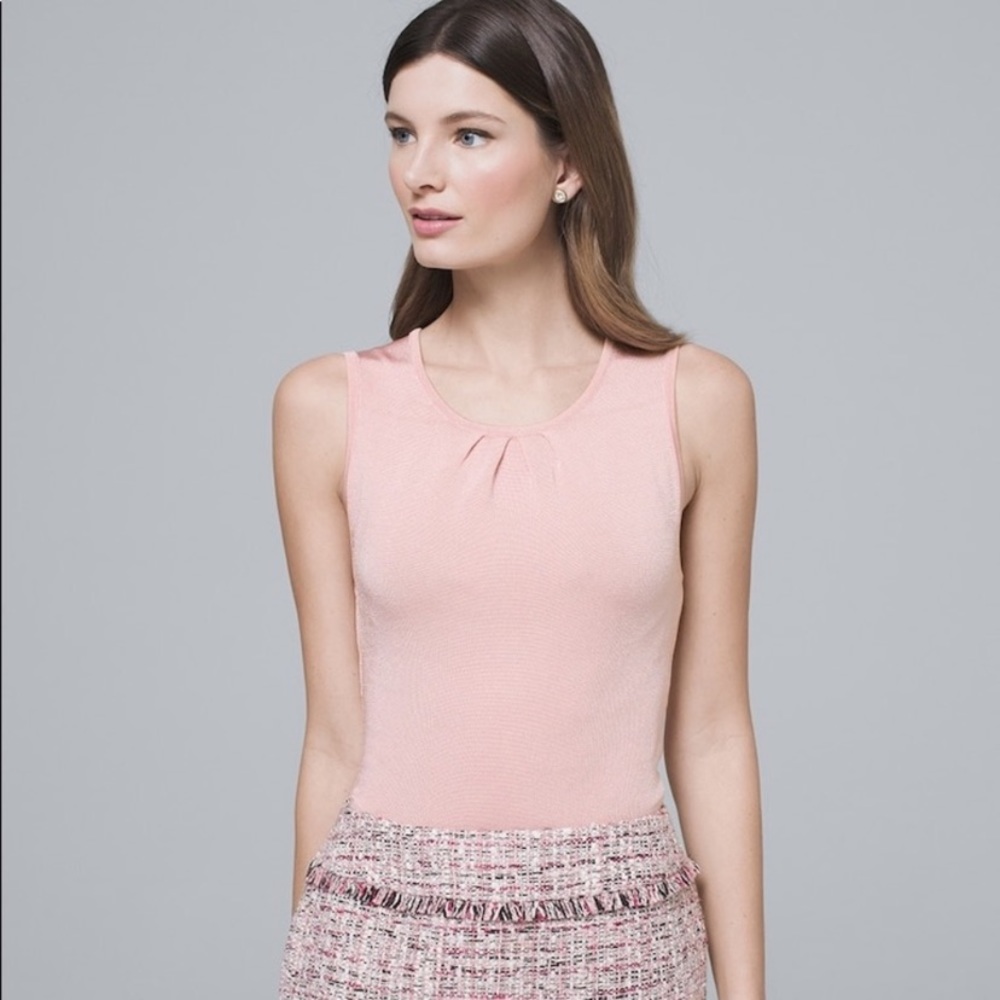 WHBM Pleated Neck Sweater Tank Blush Pink